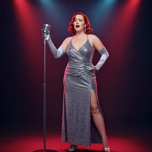 Vintage Glamour: Curvy Supermodel at Nightclub