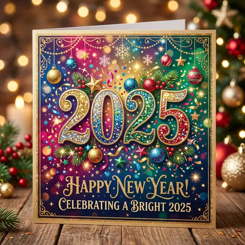 Vibrant 2025 Festive Greeting Card Design