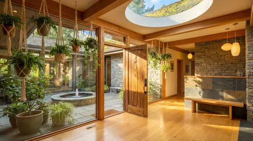 Stunning Sunlit Foyer of a Hillside Bungalow