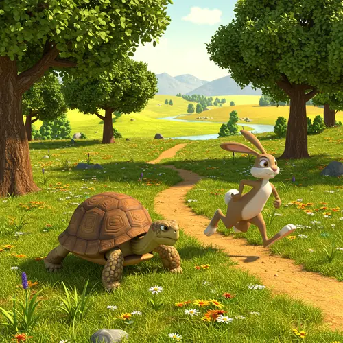 3D Turtle and Rabbit Story - Creative Animation