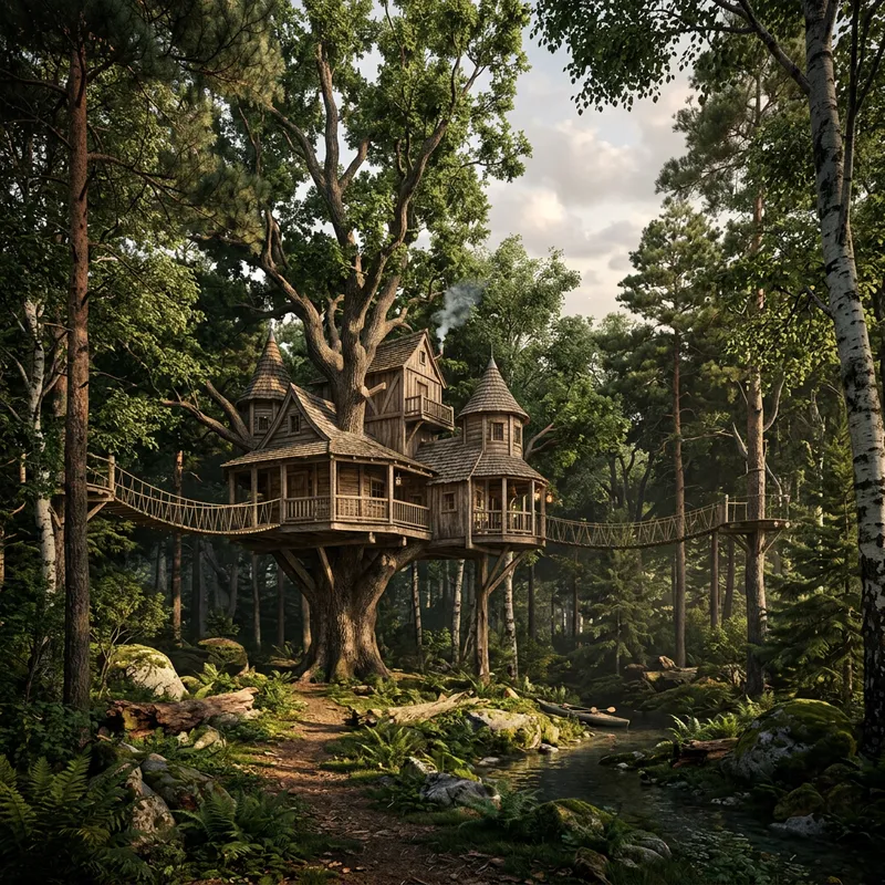 Atmospheric Tree House in Cinematic Forest | Hyper Realistic 16K Epic Landscape View