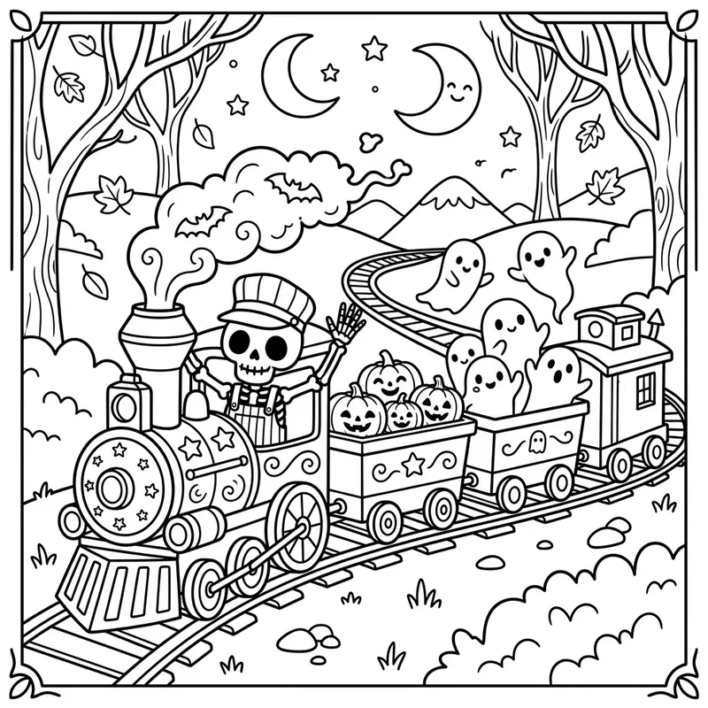 Cute Black-and-White Toy Train Coloring Page Cute Black-and-White Toy Train Coloring Page