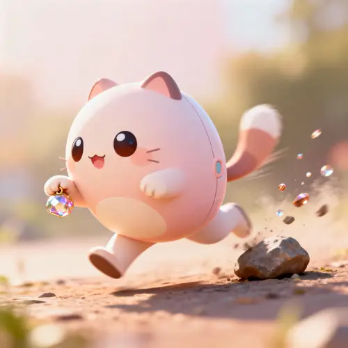 Adorable Tamagotchi Character's Clumsy Adventure