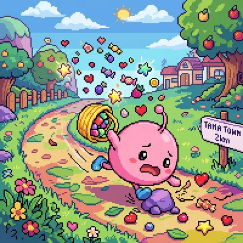 Adorable Tamagotchi Character's Clumsy Adventure