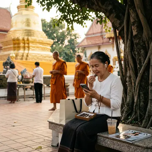 Buddhist Devotee Balancing Faith and Materialism