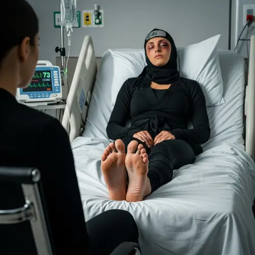 Recovery Checkup: Athletic Ninja in Hospital Bed