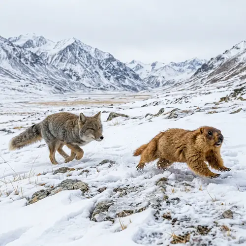 Intense Wilderness Chase Scene: Marmot vs. Tibetan Fox
