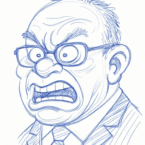 Fun Childish Caricature Art in Blue Ink