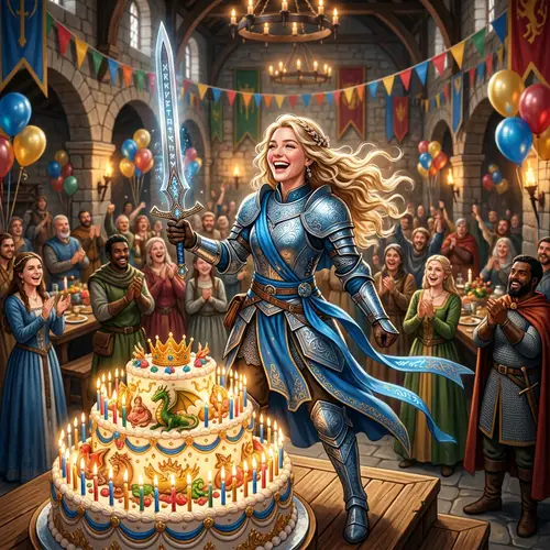 Warrior Princess Birthday Celebration with Unique Sword