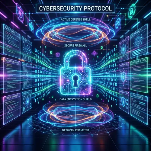 Futuristic Data Security | High-Tech Digital Padlock & Encryption