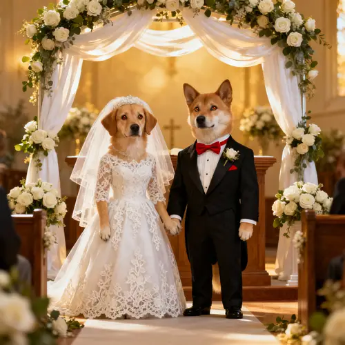 Lifelike Wedding Dogs: Bride and Groom