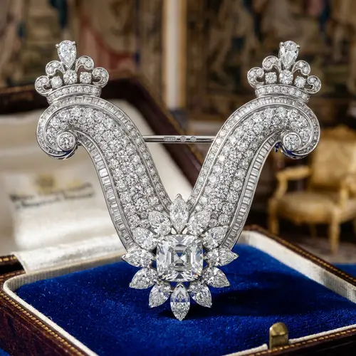 Royal V Shaped Diamond Brooch
