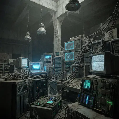 Futuristic Abandoned IT Equipment | Surreal Tech Relics