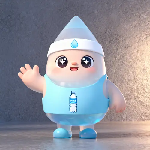 Cute Humanoid Mascot for Unique Mineral Water Brand