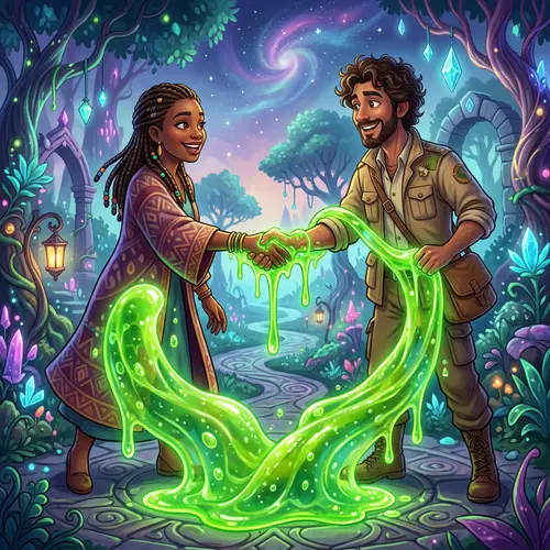 Neon Green Slime Handshake | Fantasy Handshake Animated Scene