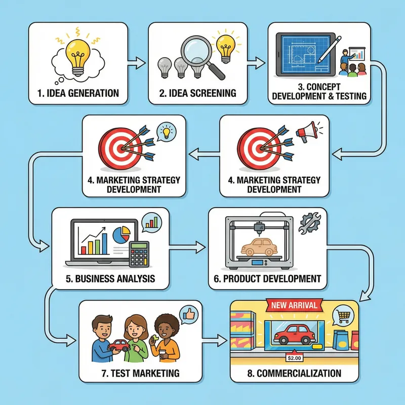 Illustration of the Eight Stages of New Product Development Flow