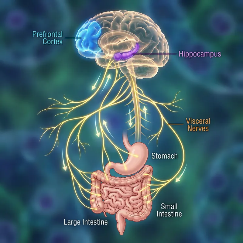 Understanding the Gut-Brain Axis: Detailed Illustration for Neuroscience Understanding the Gut-Brain Axis: Detailed Illustration for Neuroscience