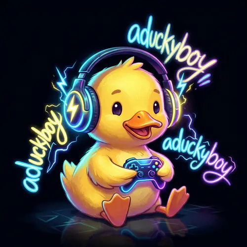 Aduckyboy - Yellow Duckling Gamer with Lightning Bolts