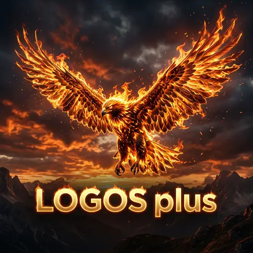 Fiery Golden Eagle Logos Plus