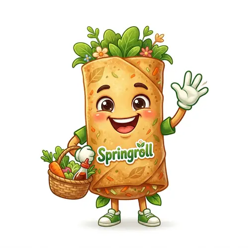 Happy Spring Roll Mascot Design