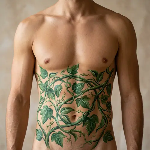 Male Torso Painted Vines Artwork