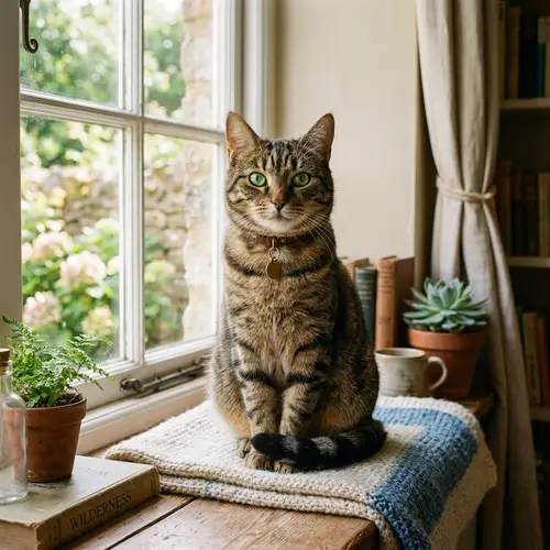 Majestic Domestic Cat with Silky Coat | Cozy Environment