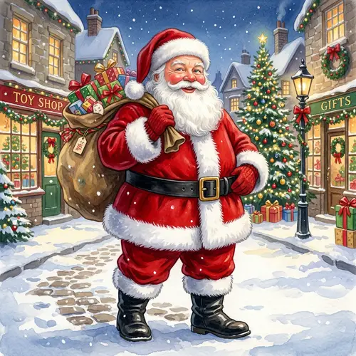 Festive Christmas Elderly Man in Red Suit | Gifts and Cheer