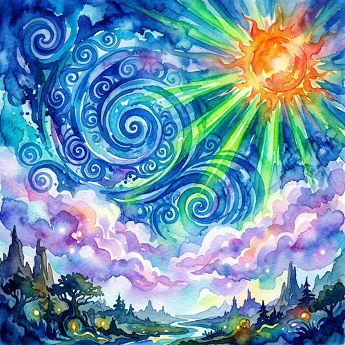 Abstract Fantasy Sky Watercolor Painting | Vibrant Colors Artwork