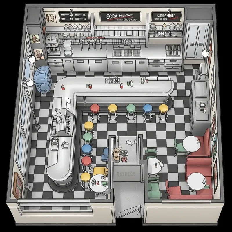 Small Soda Fountain Floorplan Ideas