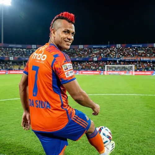 Athletic Male with Iconic Mohawk Hairstyle in Vibrant Football Attire