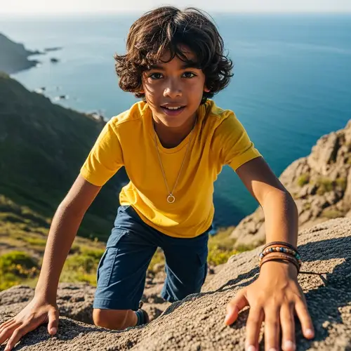 Adventurous Boy with Brown Eyes and Fun Accessories