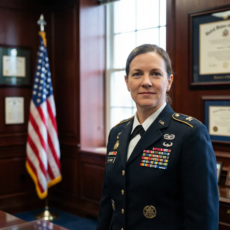Confident Woman Military Officer in Uniform