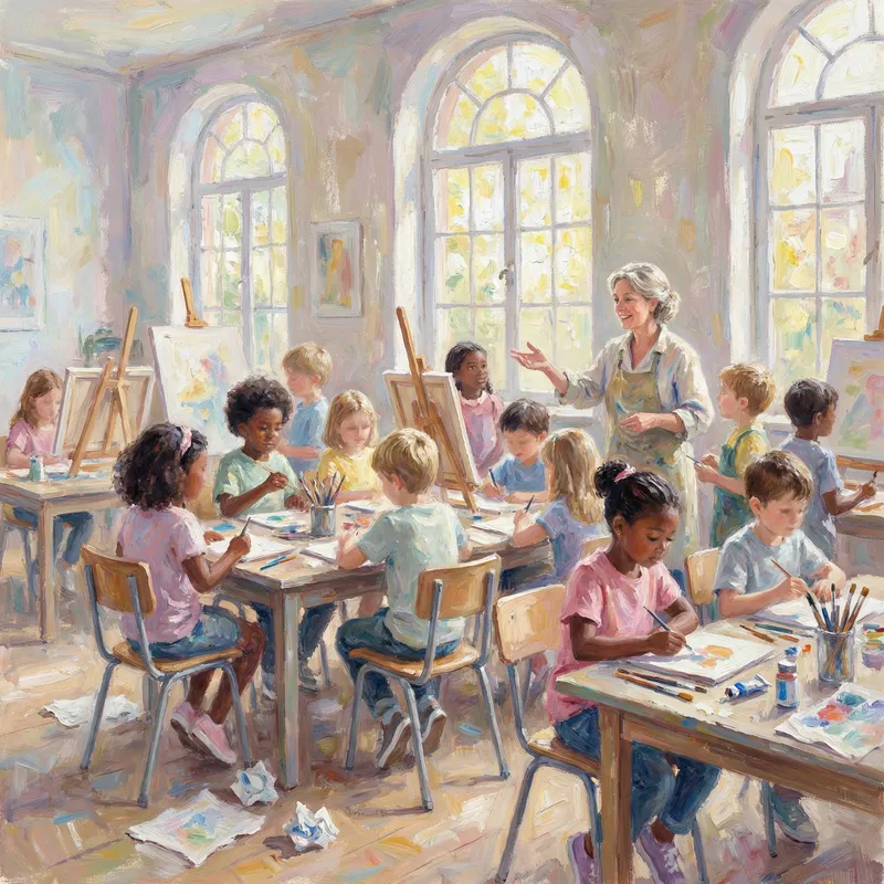 Collaborative Impressionist Classroom Scene