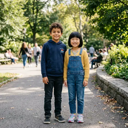 Short-Haired Hispanic Boy with East Asian Girl