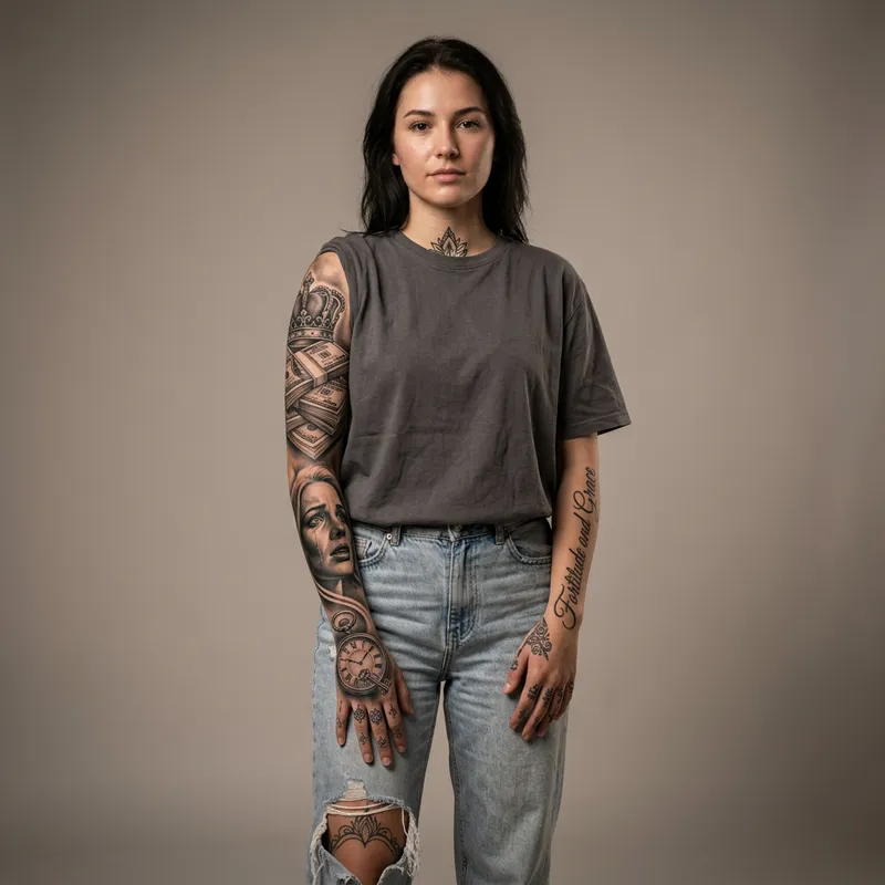 Hyper Realistic Female Character with Unique Tattoos