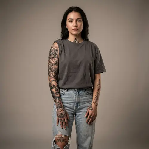 Hyper Realistic Female Character with Unique Tattoos