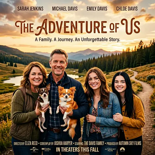Family of Four Movie Poster with Chihuahuas - Heartwarming Story