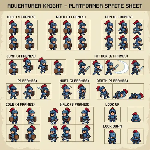 Pixel Art Game Sprite Sheet for Indie Games