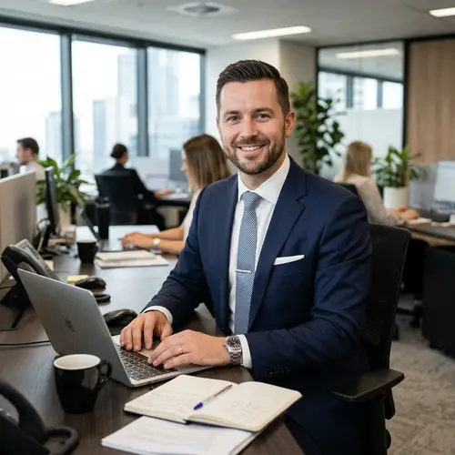 Stylish Office Suit - Half Body Image