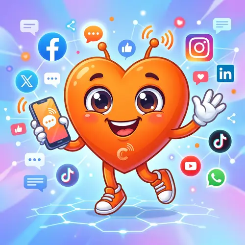 Cute Orange Heart Mascot for Freelance Communication
