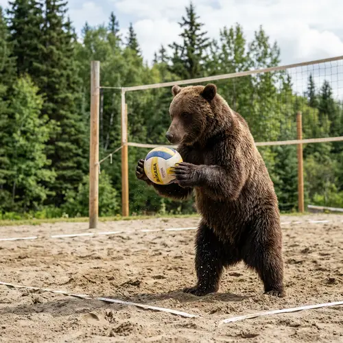 Bear with a Volleyball