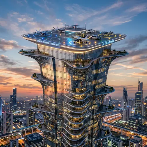 Future Skyscraper Design with Flight Parking | Innovative Urban Architecture