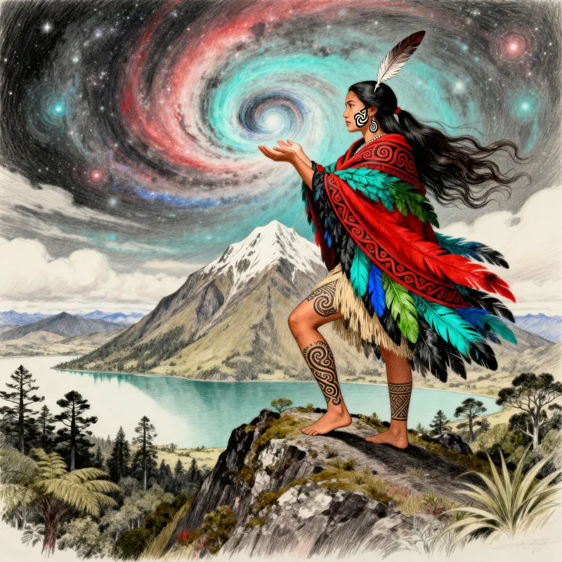 Regal Maori Princess: A Pencil Drawing of Heritage