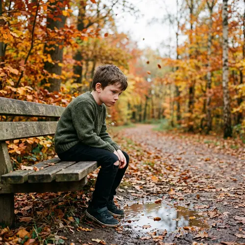 Lonely Boy in Autumn: A Moment of Reflection