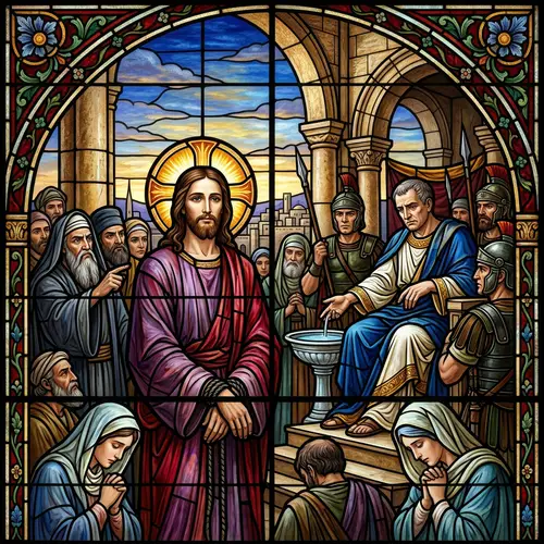 Mosaic of Jesus' Sentencing for Stained Glass Art