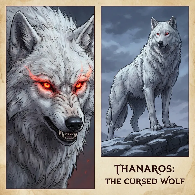 Thanaros: Majestic White Wolf of Brute Strength and Elegance