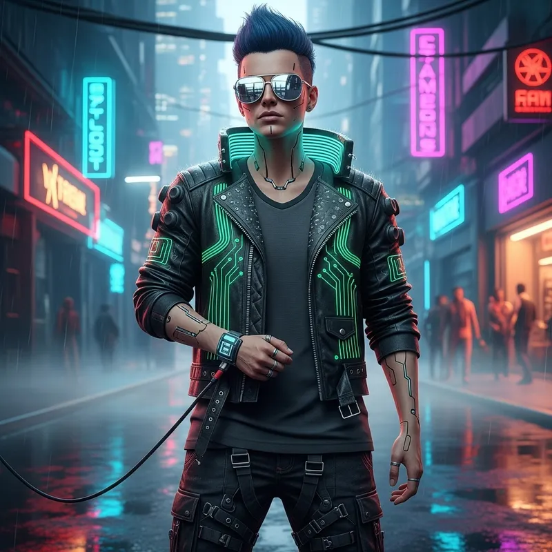 Stylish Cyberpunk Character with Sunglasses