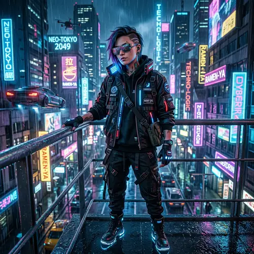 Stylish Cyberpunk Character with Sunglasses