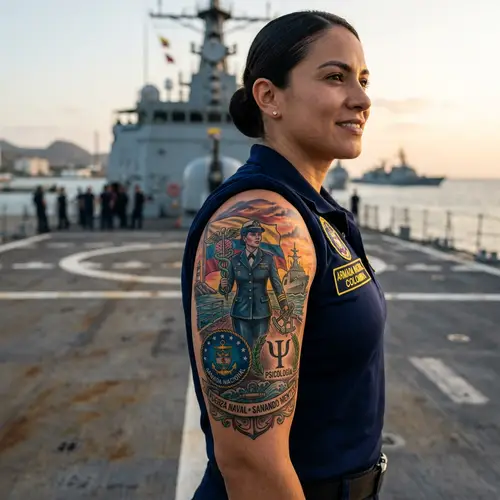 Colombian Navy Military Service & Psychology Tattoo