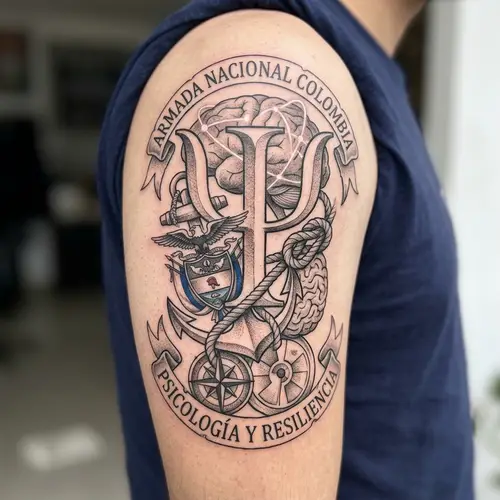 Navy & Psychology Tribute Tattoo | Colombian Military Ink